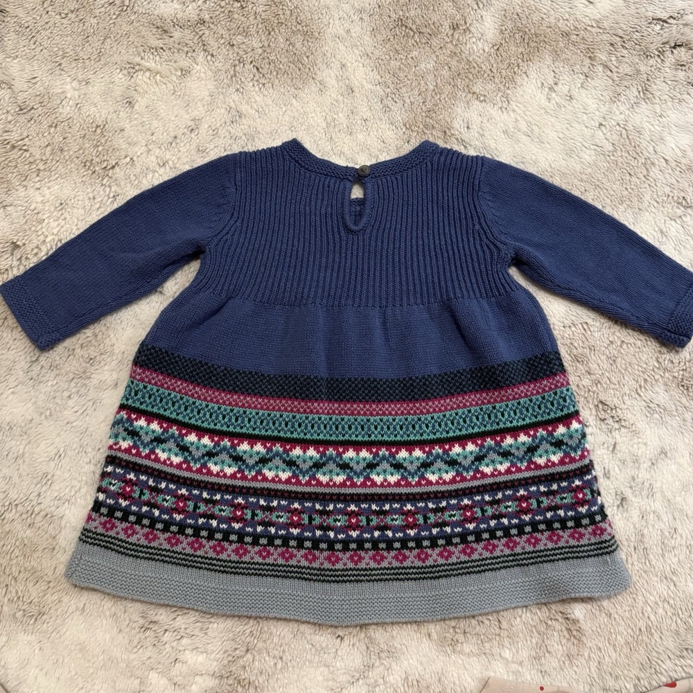 Tea Baby Knit Long Sleeve Sweater Dress Size 6-9 Months